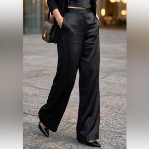 Donna Karan Women's Black Satin Trousers